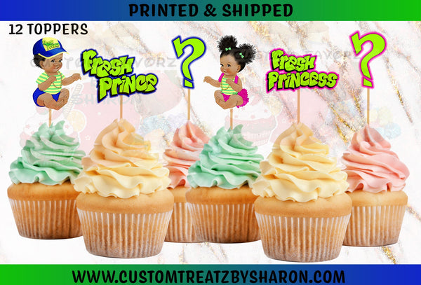 Fresh Prince & Princess Gender Reveal Cupcake Toppers Custom Favorz by Sharon