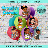GRACIE'S CORNER BALLOON STICKERS (6) Custom Favorz by Sharon