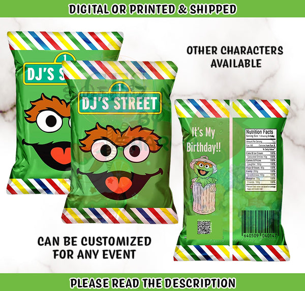 Oscar The Grouch Custom Chip Bags - Sesame Street