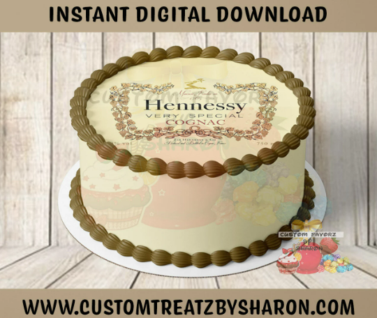 Hennessy 7.5 Round Cake Edible Image Topper - Instant Download Custom Favorz by Sharon
