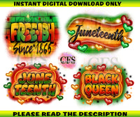 Air Brush Graffiti Juneteenth Bundle , PNG Only, Juneteenth PNG, Black History - INSTANT DOWNLOAD