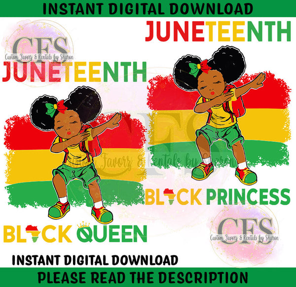 Kids Juneteenth Girl Shirt PNG, Dabbing Girl Juneteenth PNG, SVG Black History - INSTANT DOWNLOAD Custom Favorz by Sharon