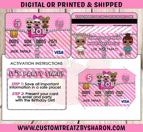 LOL Dolls Credit Card Invite Custom Favorz by Sharon
