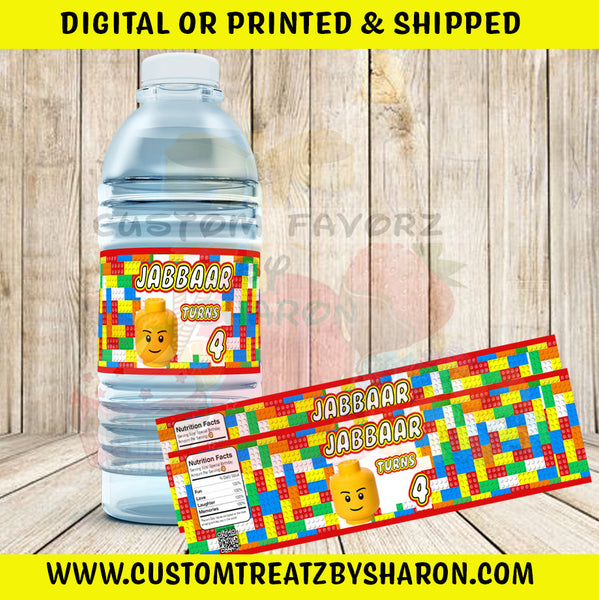 Lego Building Blocks Water Labels Custom Favorz by Sharon