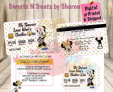 MINNIE MOUSE Credit Card Inivites Custom Favorz by Sharon