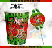 ONE IN A MELON PARTY CUP WITH STRAW TAG Custom Favorz by Sharon