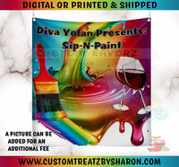 PAINT PARTY, PAINT & SIP BANNER Custom Favorz by Sharon