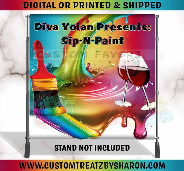 PAINT PARTY, PAINT & SIP BANNER Custom Favorz by Sharon