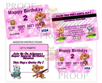 PAW PATROL Girl Credit Card Invites Custom Favorz by Sharon