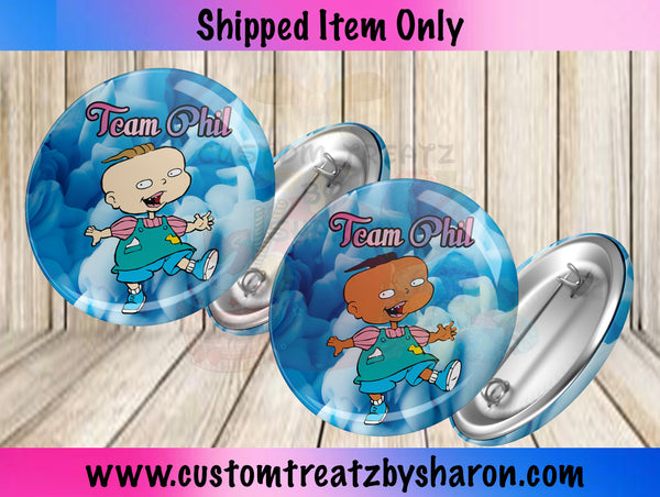 PHIL & LIL GENDER REVEAL PIN BACK BUTTONS Custom Favorz by Sharon