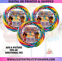 Pebbles & Bamm Bamm Gender Reveal Swirl Lollipop Labels - Carnival Lollipop Labels Custom Favorz by Sharon
