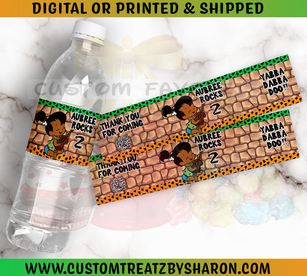 Pebbles Flintstones Water Bottle Labels Custom Favorz by Sharon