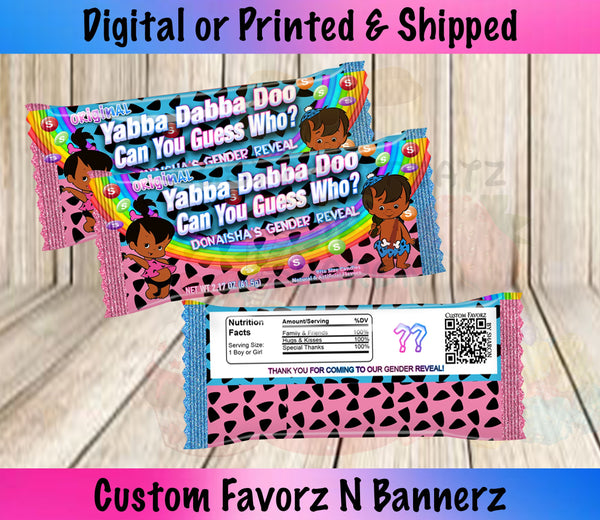 Pebbles N Bamm Gender Reveal Skittles Rainbow Candy Labels Custom Favorz by Sharon
