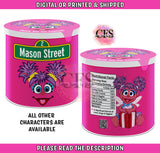 Elmo, Big Bird, Cookie Monster, Abby Cadabby, Grouch Custom Pringles  - Sesame Street Custom Pringles Can Labels