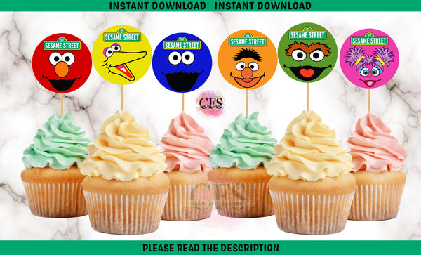 Sesame Street Cupcake Toppers - Instant Download