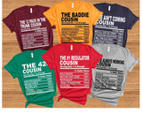 Family Fun Cousin Nutrition Facts Tees